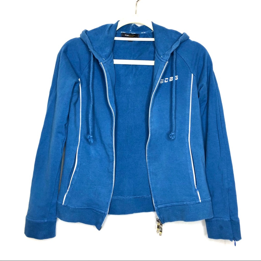 BCBGMaxAzria Y2K Blue Full Zip Hooded Track Jacket